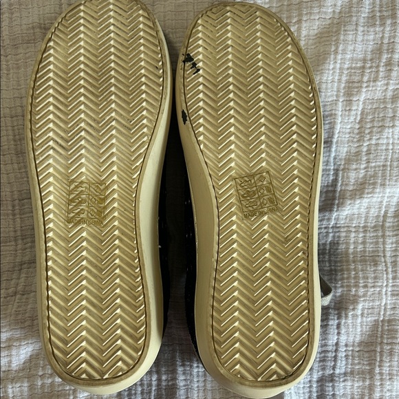 Women's Black Glitter Athletic Sneakers with Cream Accents Golden Goose Dupes - Picture 5 of 6